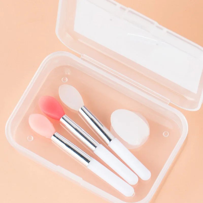 1 unidad de bálsamos labiales de silicona, cepillo para máscara de labios con ventosa, cubierta antipolvo, lápiz labial, pinceles de maquillaje cosmético, caja de almacenamiento de cepillos para lápiz labial