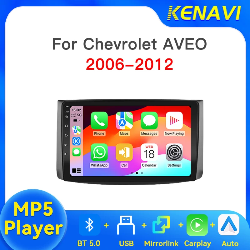 2Din Car Stereo Radio For Chevrolet AVEO 2006-2012 Carplay Android Auto FM Bluetooth USB MP5 Center Multimedia Player Head Unit