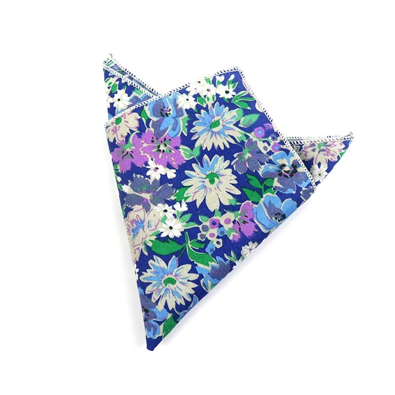 23*23CM Fashion Sunny Floral Handkerchief Cute Top Cotton Polly Handky For Men Casual Flower Mens Pocket Square