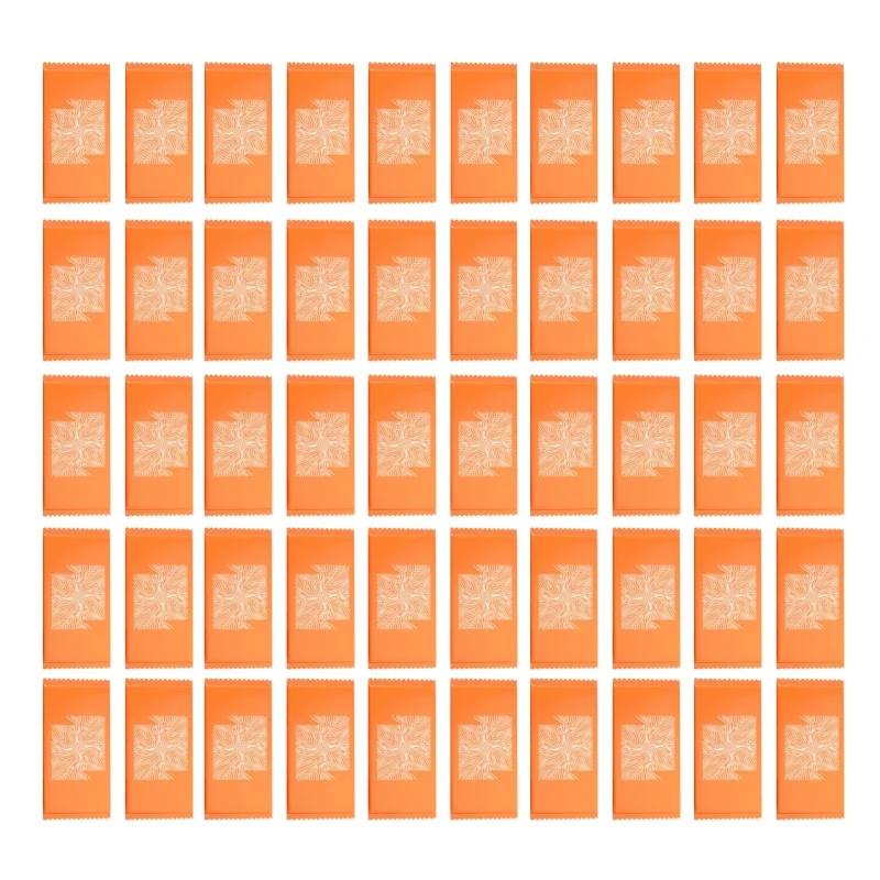50Pcs Elegant Orange Individually Wrapped Wet Wipes, Pocket‑Size Mini Disposable Non‑Woven Wipes, Portable Travel Cleaning Wet T