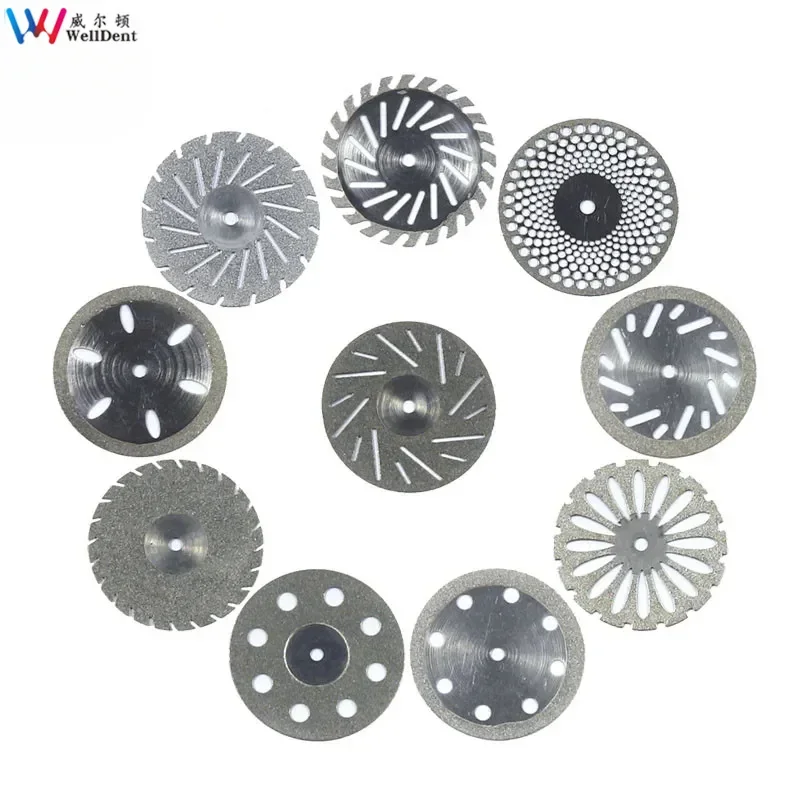 20pcs Diamond Cutting Disc Thin 0.2mm Double Side Fine Grit Dental Lab Cut Disc Wheel Cutting Plaster Polishing Pads Tool