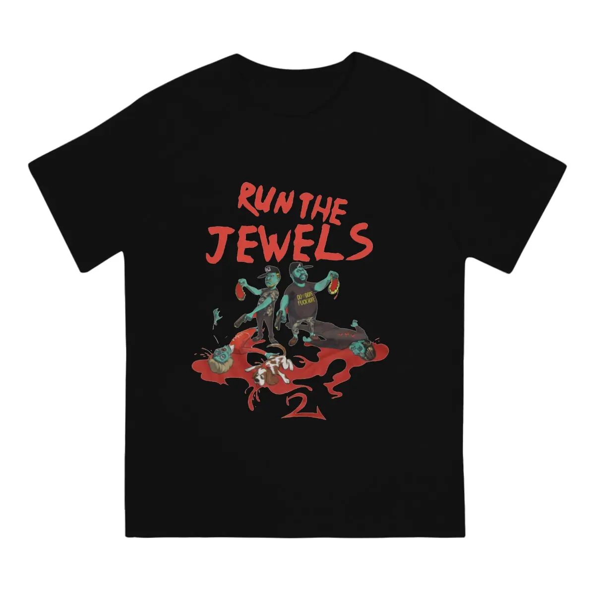 Cartoon Men's T Shirts Run The Jewels Band Novelty Tee Shirt Short Sleeve Crew Neck T-Shirt 100% Cotton Gift Idea Tops