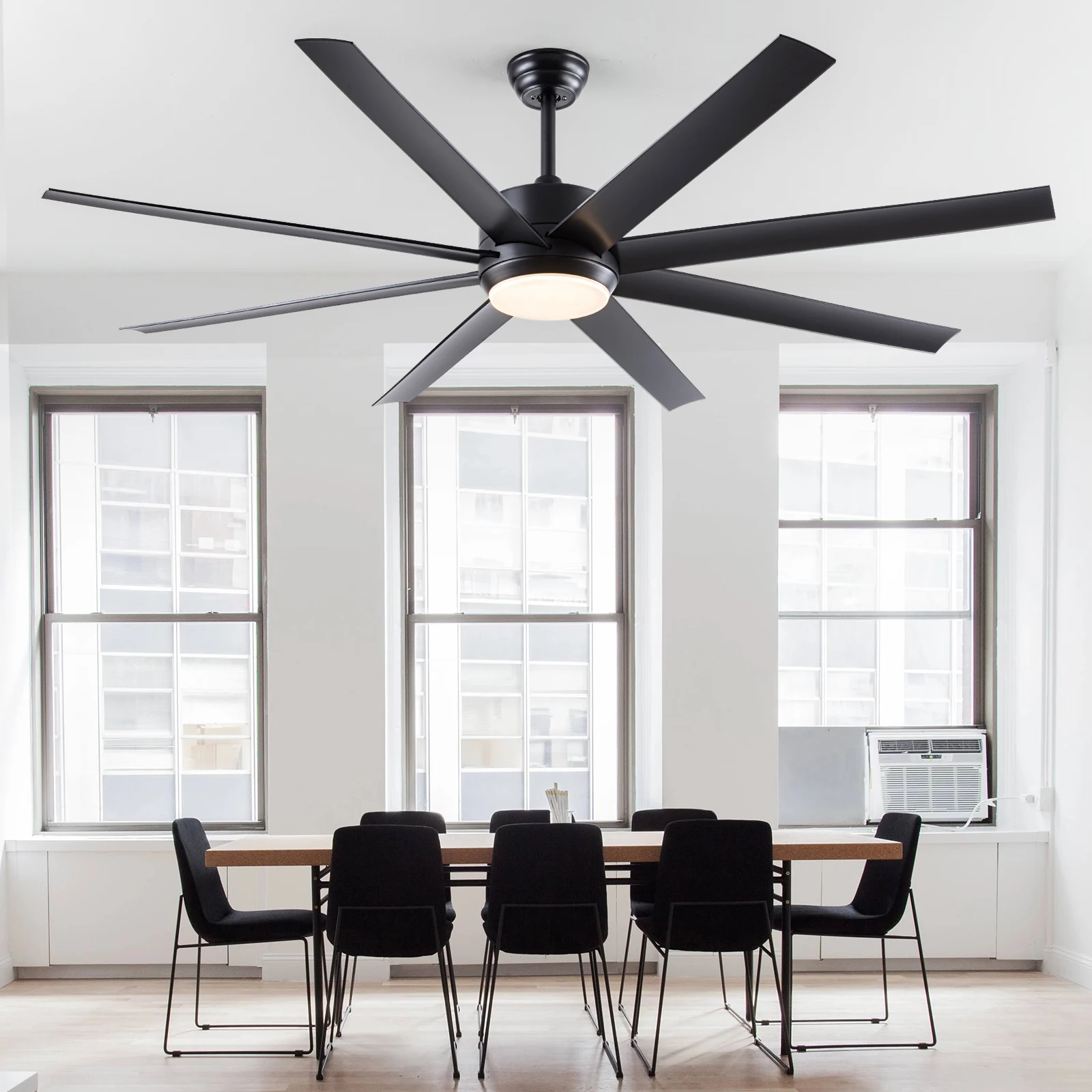 72 inch ceiling fan with light, 6-speed remote control large fan, 8-piece ceiling fan suitable for indoor and outdoor use