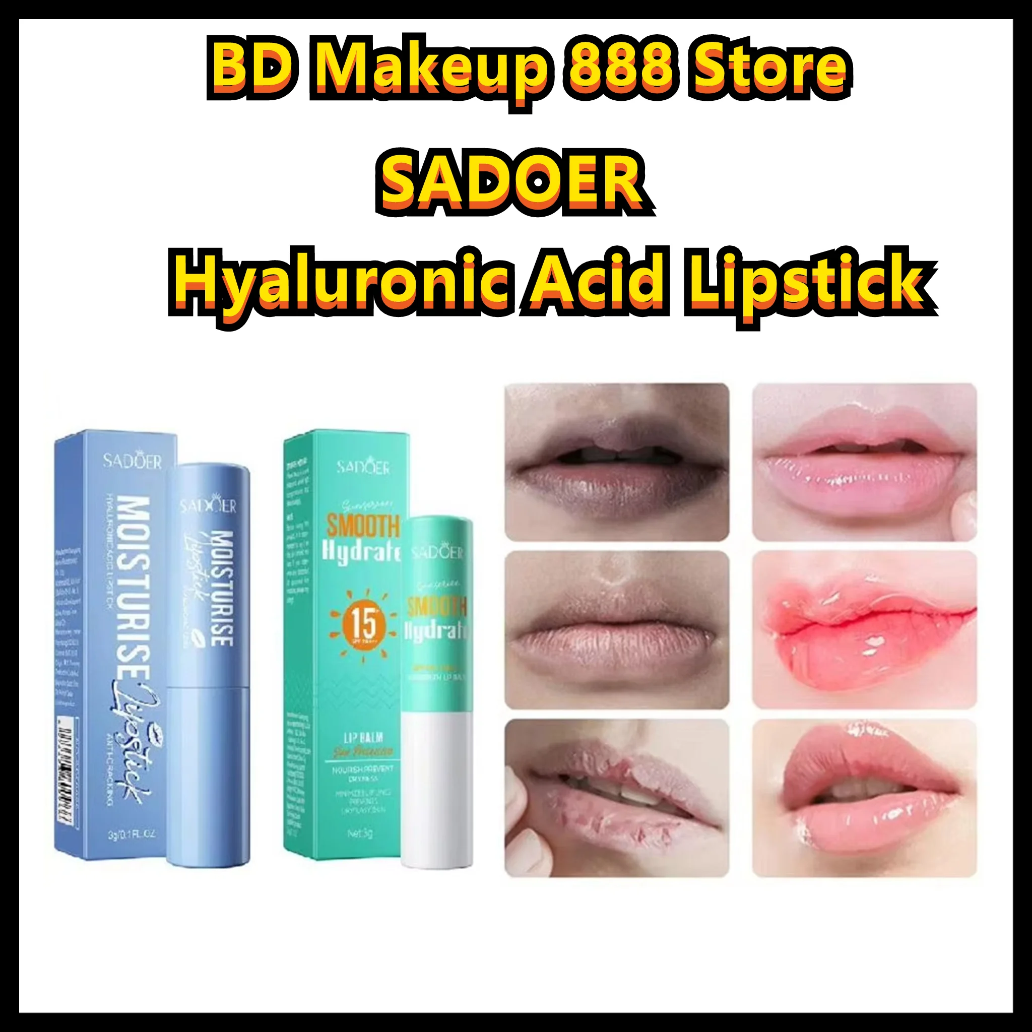 

SADOER Lot Hyaluronic Acid Lipstick Lips Skincare Nourishing Brightening Moisturizing Lip Balm Lips Skin Care Products