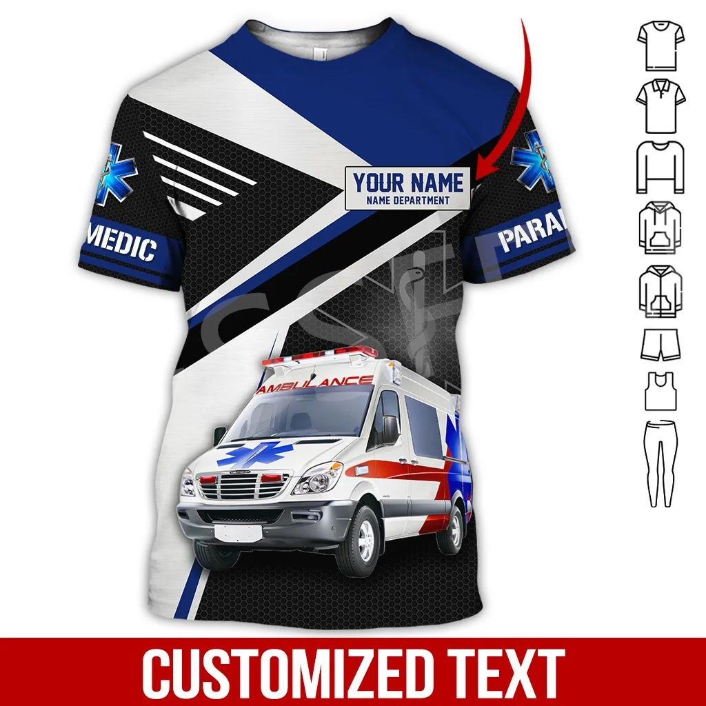 NewFashion Custom Name Cosplay EMS Paramedic EMT Worker Retro Shirts Retro 3DPrint Summer Casual Vintage T-Shirt Short Sleeves M