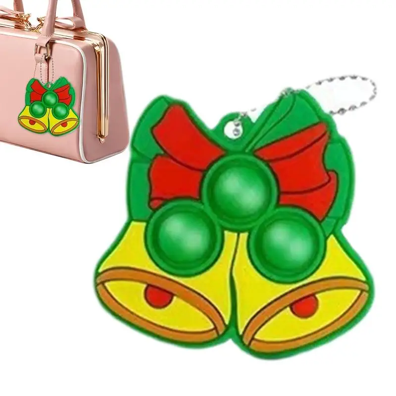 LLavero de Navidad colgante alivio del estrés llavero decoración Pop juego de burbujas monedero encanto llavero accesorio para bolsa llave de coche