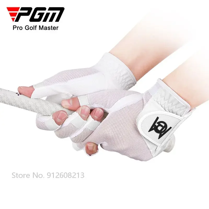 PGM 1 Pair Women Fingerless Golf Gloves Left and Right Hand Golf Gloves Breathable Mesh Mittens Ladies Anti-slip Sports Mitten