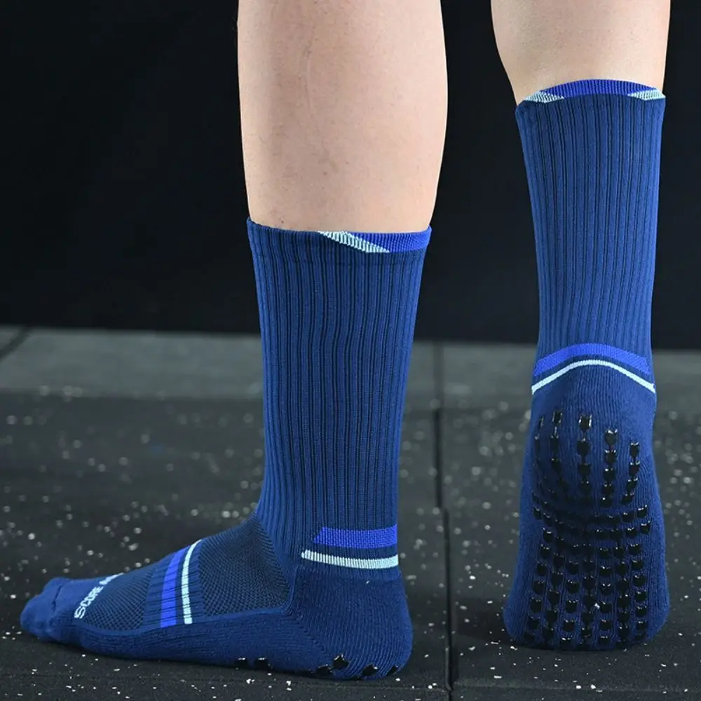 Anti-slip Football Anti Slip Sock Mid-Calf Non Slip Grip Socks for Soccer Glue Dispensing Towel Bottom Football Towel Socks