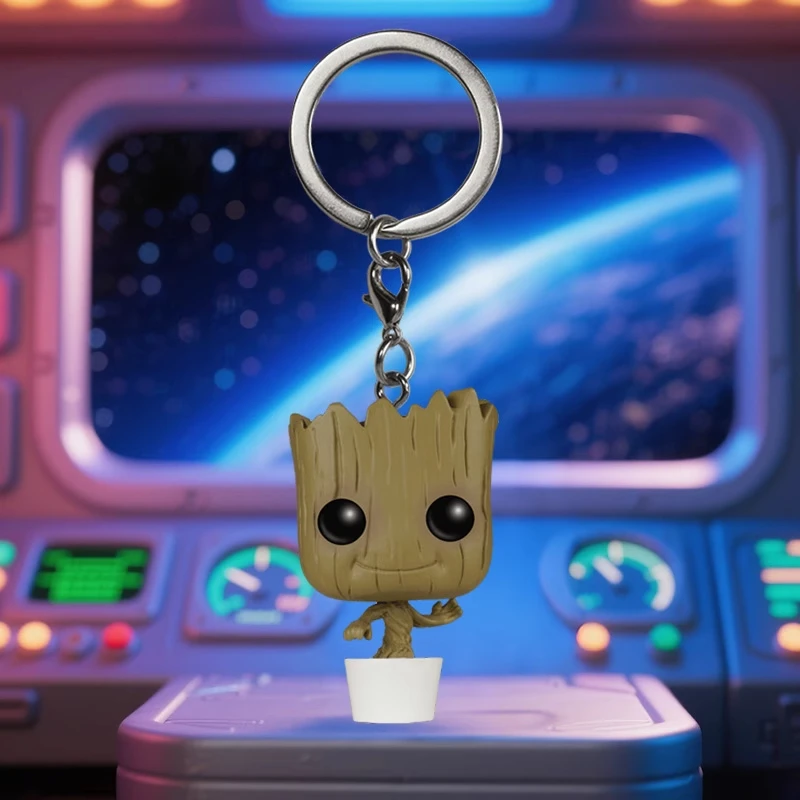 Genuine Edition FUNKO POP Guardians of The Galaxy Groot Keychain Anime Desktop Decoration Ornament Model Toys Collectible Model