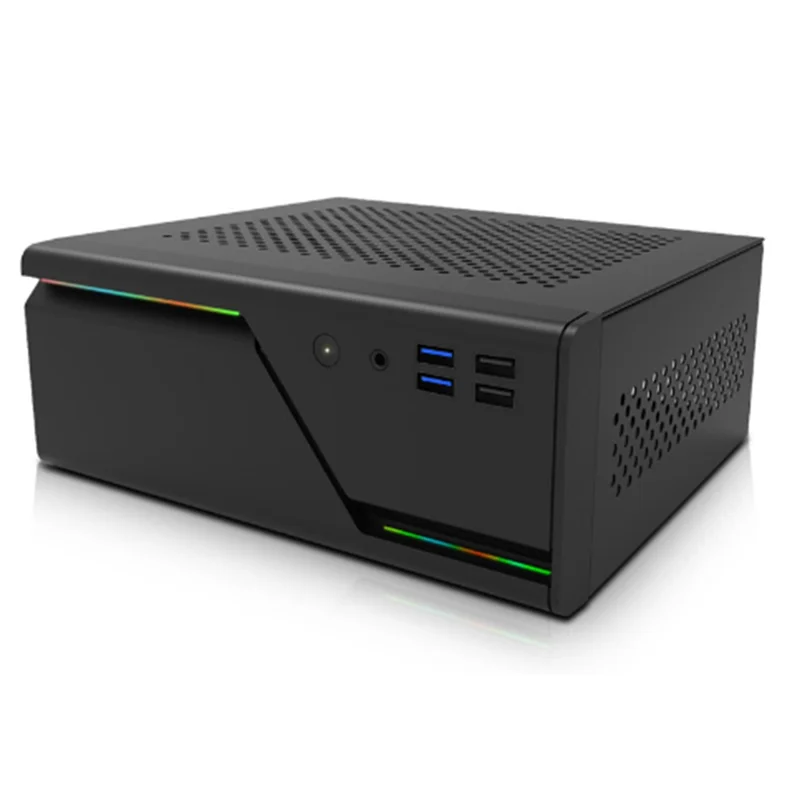 A09R Mini Computer Desktop Leeres Gehäuse 4USB Unterstützung Kleines 1U Netzteil Itx Hauptplatine 5V ARGB Panel