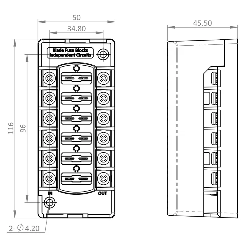 Excavator Marine Tractor 6 Way 12V Standard Circuit Car Fuse Box DC Electrical Waterproof RV auto blade fuse block With Cover