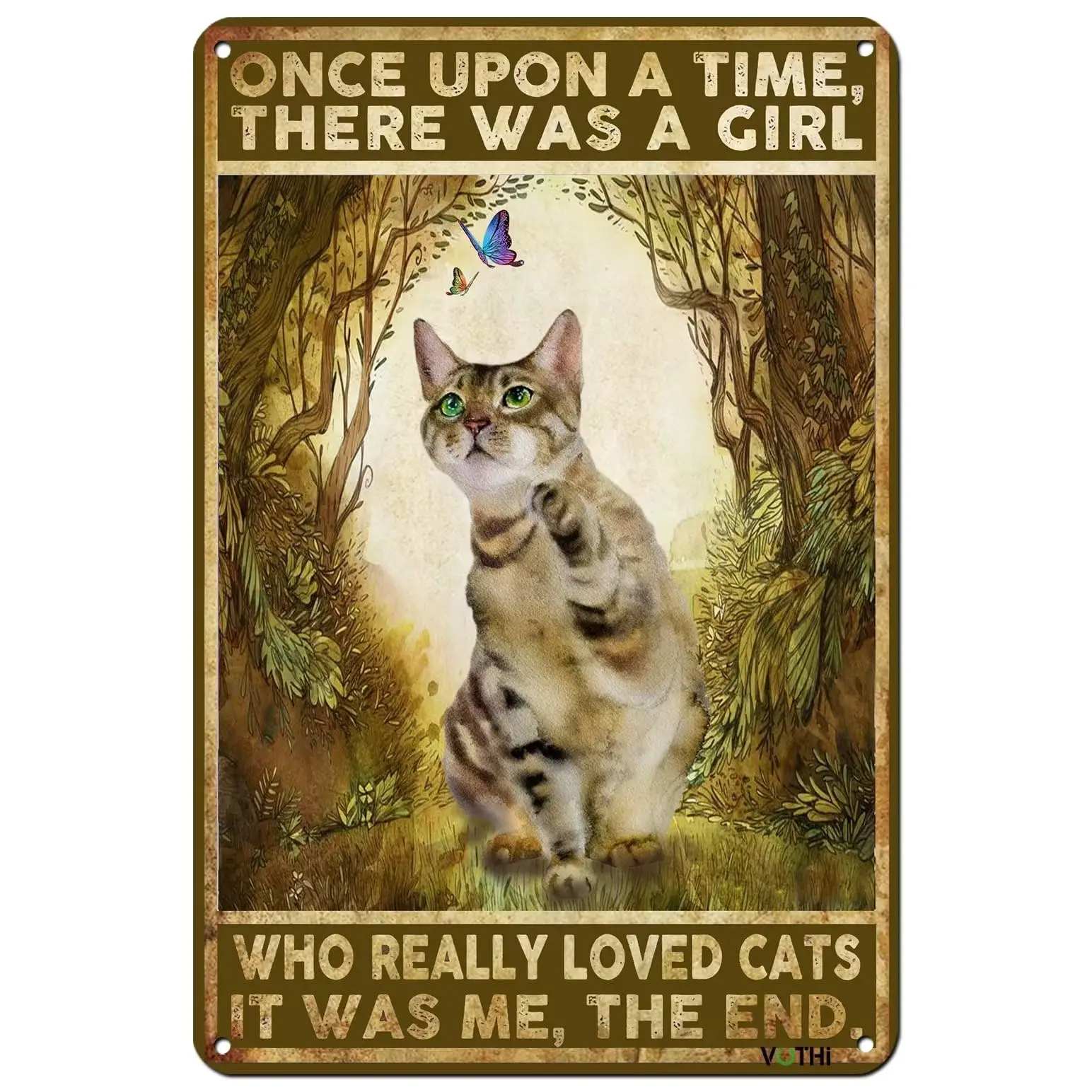 Pintura en Lata 2D, Regalos Divertidos con Temática de Gatos, Paneles Vintage, Panel Decorativo con Gatos para Amantes