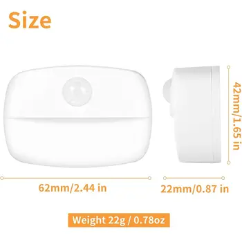 感應式室內LED夜燈,黏貼式設計,電池供電,適用於走廊、樓梯、衣櫃、臥室、浴室等場所。 8 最佳銷售 Zigbee 夜燈 - №4