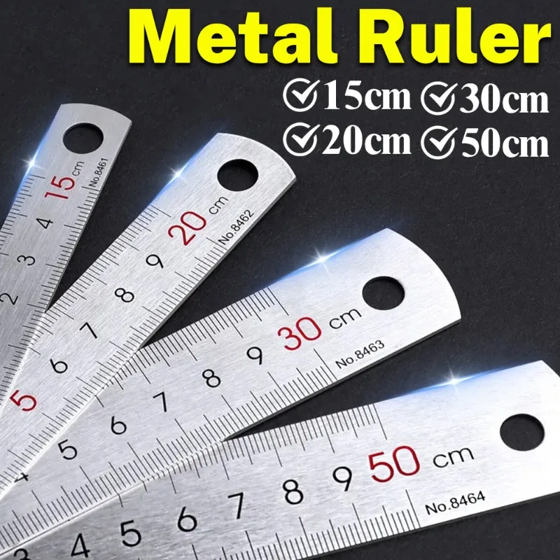 1/2/4 шт. прямая линейка из нержавеющей стали, двусторонняя металлическая линейка-измеритель, инструмент для измерения, для дома, офиса, DIY, 15 см/20 см/30 см/50 см