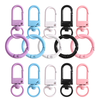 5Set/Bag Simple Macaron Color Carabiner Keyring DIY Metal Buckle Ring Snap Hook Keychain Women Cute Handmade Car Key Ring Access