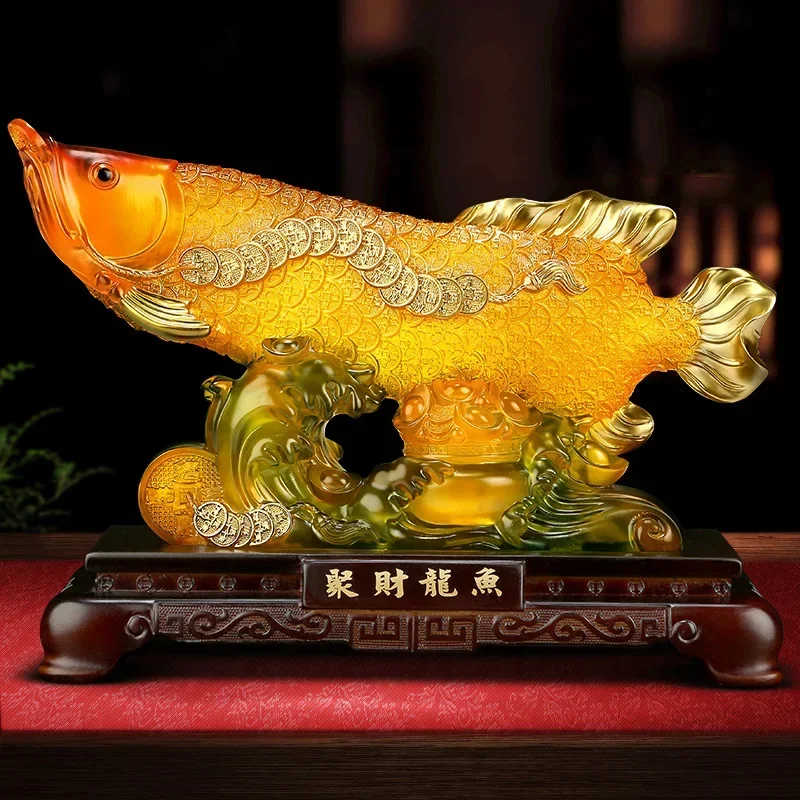 Lucky Arowana Decorative Ornament , Modern Resin Art Sculpture，home Living Room Tv Wine Cabinet Ornaments Store Opening Gift