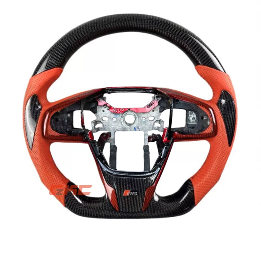 

Customized Black Carbon Fiber Perforated Leather Steering Wheel for Honda Civic 2016 2017 2018 2019 2020 2021
