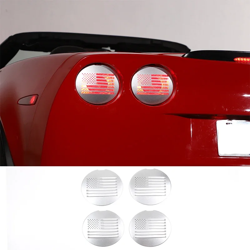 For Chevrolet Corvette C6 2005-2013 Car Tail Light Decoration Patch Stainless Steel External Modification Accessories 4 Pcs