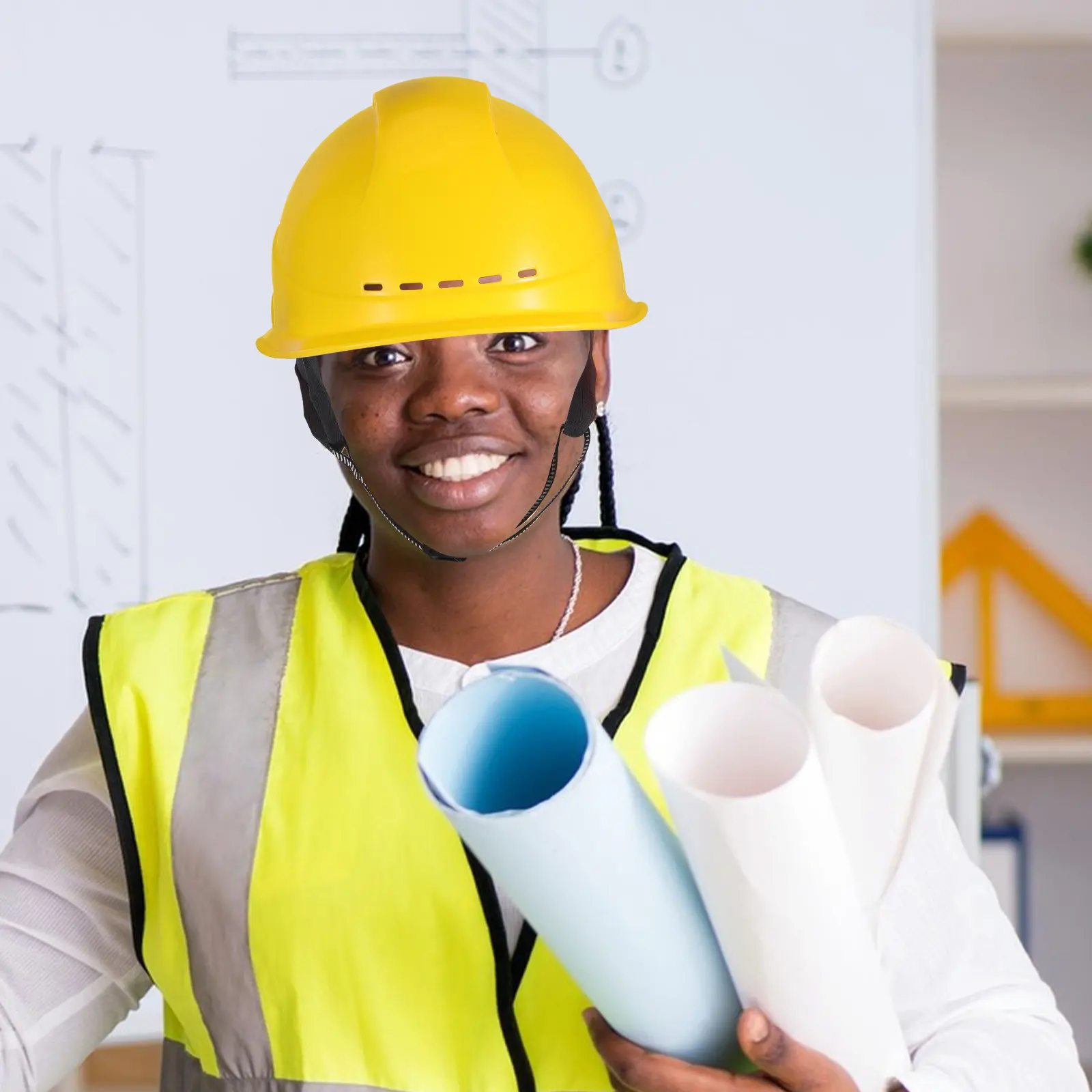 

Желтая защитная каска для строителей и сварщиков, ударопрочная, дышащая, легкая, для взрослых