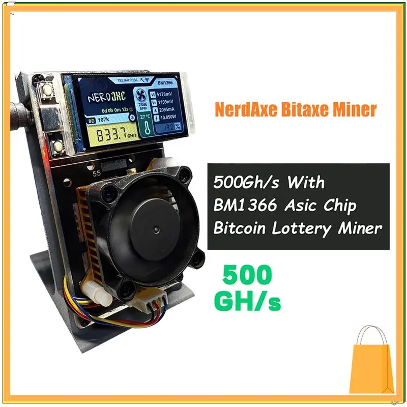 

L53A-Nerdaxe Nerdminer Vertical Miner 500Gh/S BM1366 ASIC Chip Solo Lottery BTC Miner Bitaxe Lottery Mining Miner UK PLUG