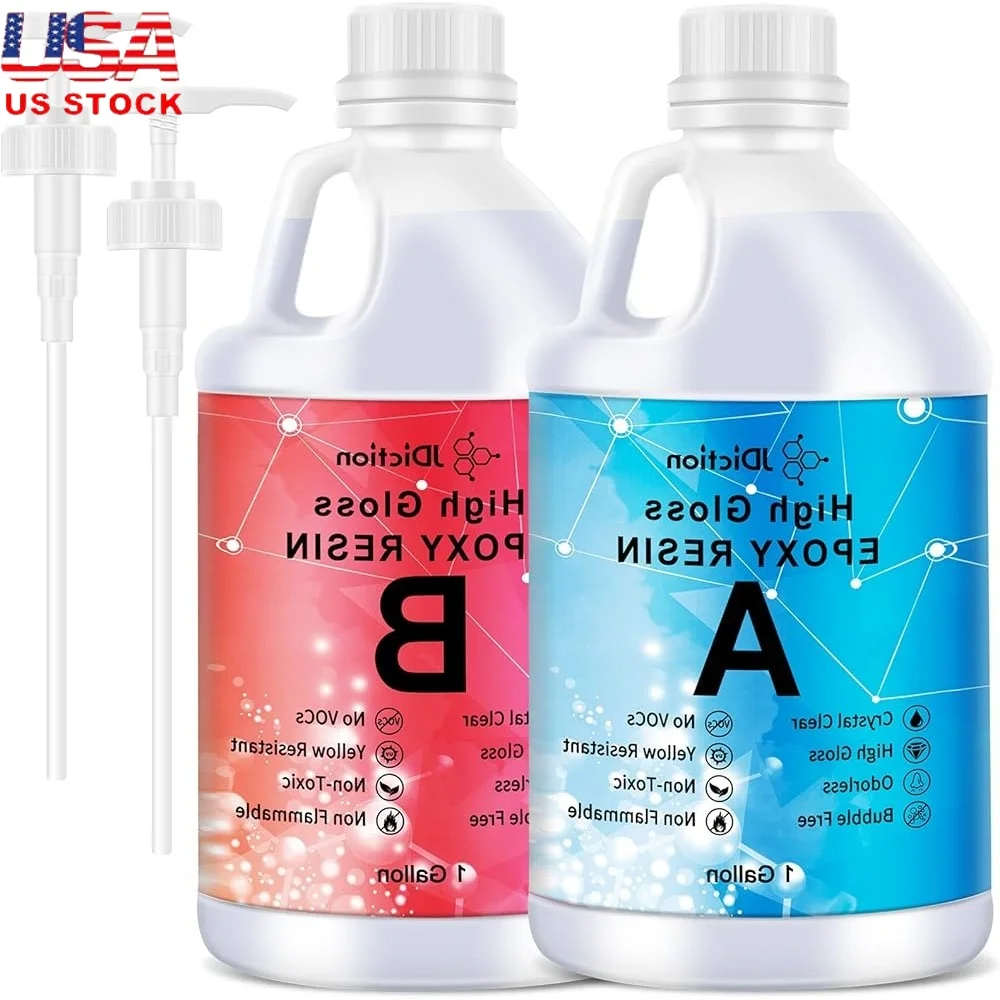 

High Gloss Epoxy Resin Kit 2 Gallon Crystal Clear Self Leveling Curing Resin Jewelry Crafting and Table Tops