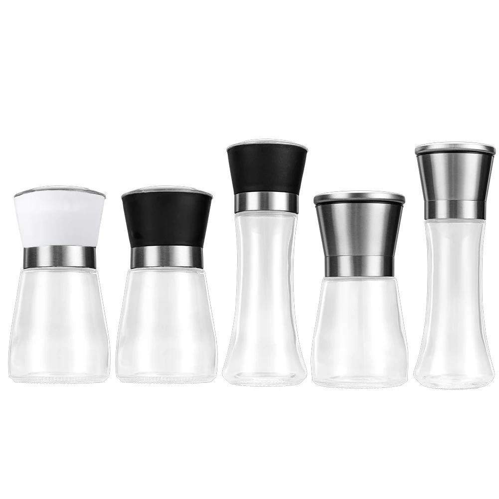 Molinillo de pimienta Manual con molinos gruesos ajustables, para el hogar molinillo de sal y pimienta, cocina, vidrio de acero inoxidable para el hogar