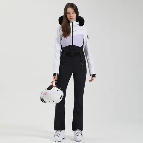 GSOU SNOW 스노우보드 재킷 및 서스펜더 바지 여성용, 방수 방풍 따뜻한 스노우 코스튬, 야외 스키 의류