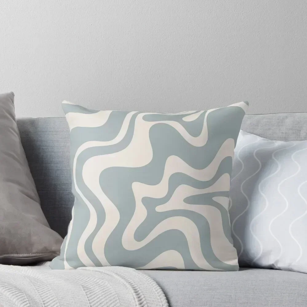 

Liquid Swirl Contemporary Abstract Pattern in Cream and Light Blue-Grey Throw Pillow Cushions For Sofa pillow