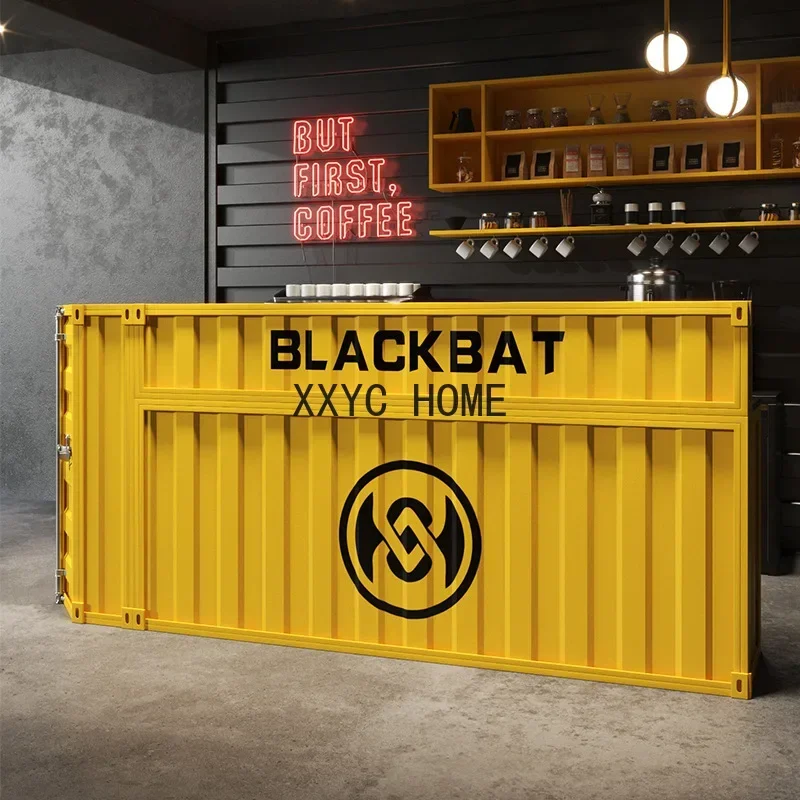 Industrial Style Wrought Iron Bar Counter Cashier Container Milk Tea Shop Clothing