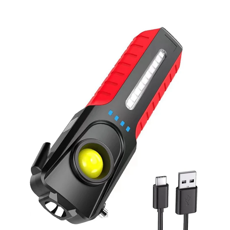 AB09-Multifunctional LED COB Flashlight With Window Breaker,1200 Lumens Magnet Outdoor Handheld Emergency Working Light