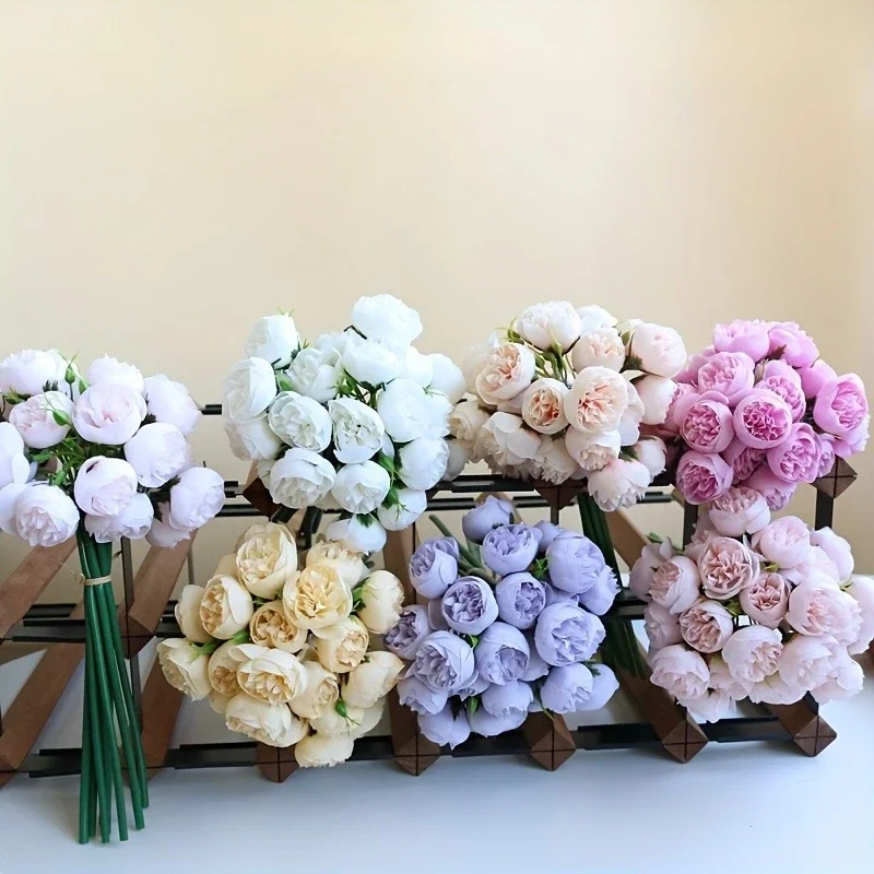 Künstliche Pfingstrose Seidenblumen 27 Köpfe Brautstrauß Hochzeit Weihnachtsdekoration Blume Home Party Tischdekoration Gefälschte Blume – Detail 5