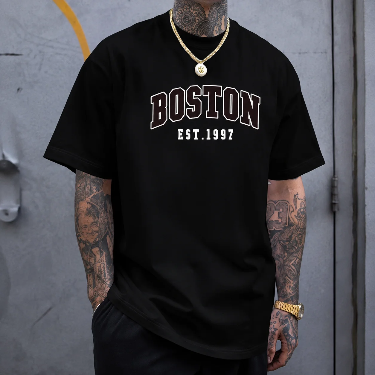 100% puur katoenen T-shirt geschikt voor zowel mannen alsvrouwen in de zomer BOSTON casual creatief printen