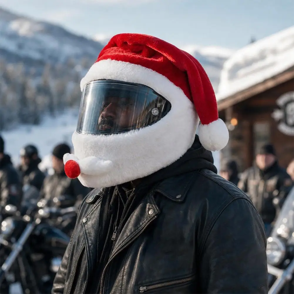 Universal Cartoon Elk Motorcycle Full Helmet Cover Christmas Plush Animal Splicing Head Cover Cosplay Accessories