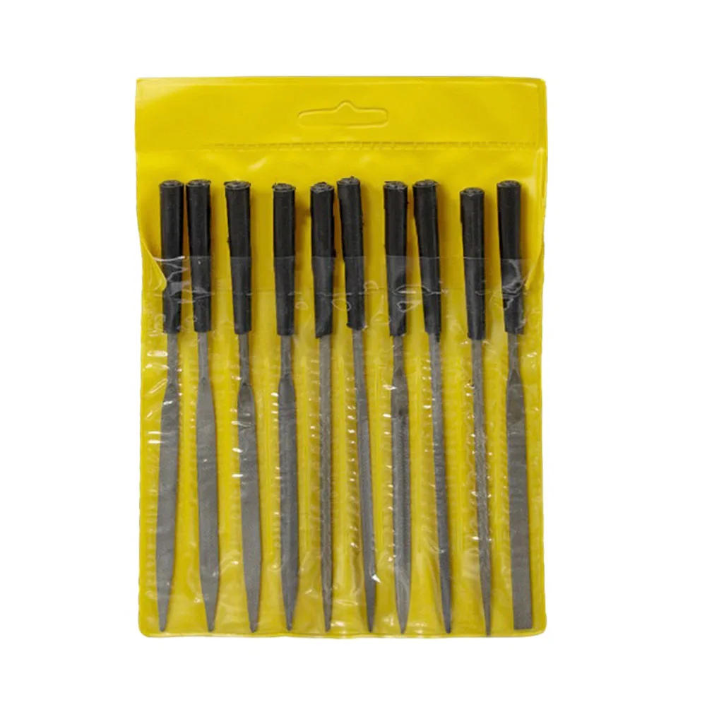 10 Piece Needle File Set Industrial Tweezers Glass Shaping 3x140mm Diamond Carving Fine Detail Work Non-slip Handle