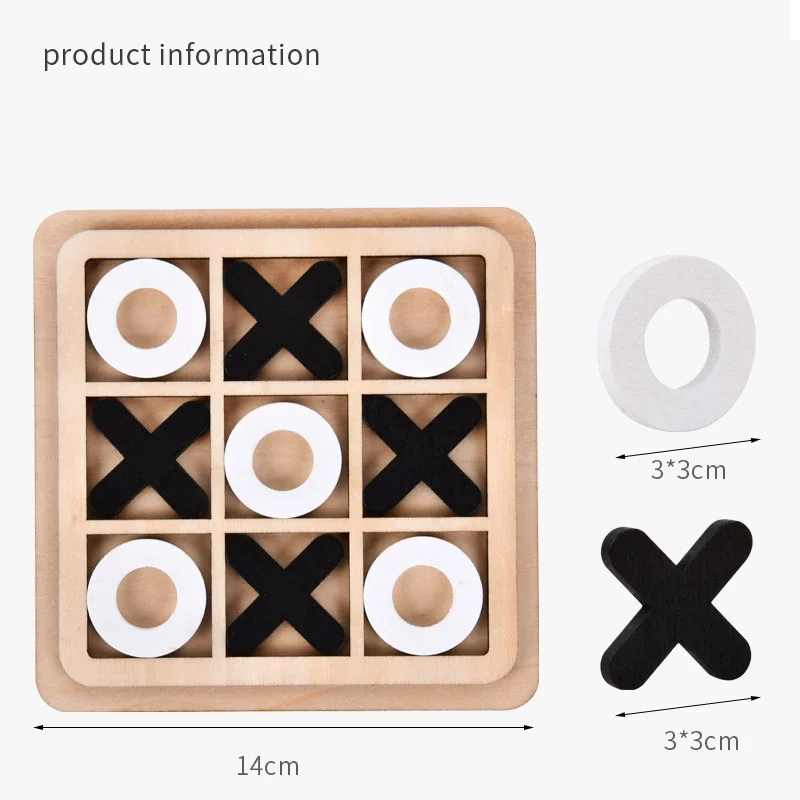 Parent-Child Interaction Wooden Board Game XO Tic Tac Toe Chess Funny Developing Intelligent Educational Toy Puzzles