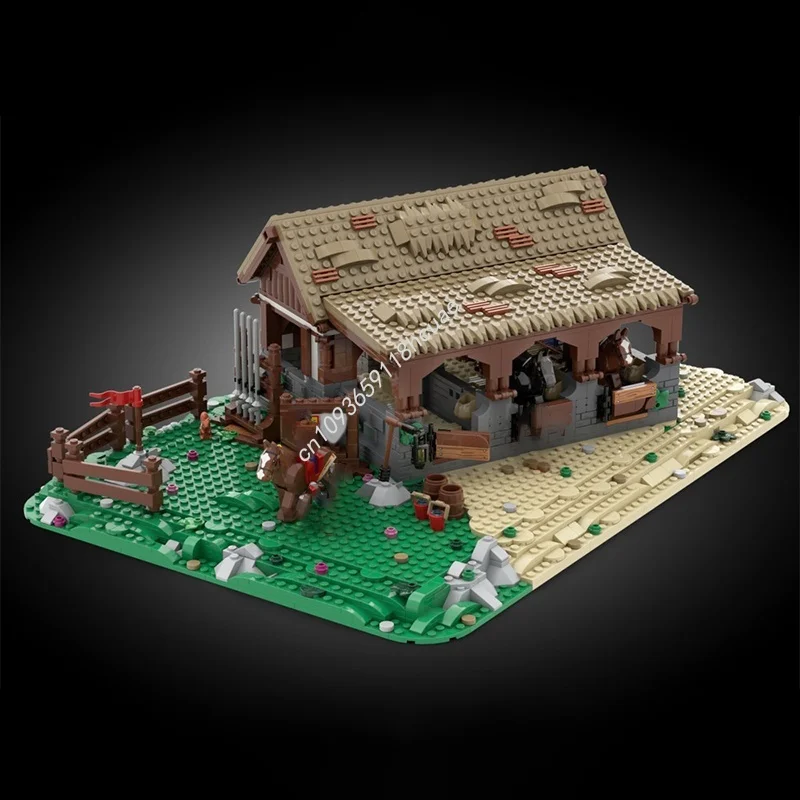 

1052 шт. MOC стабильная средневековая деревня диорама модель строительные блоки рождественские подарки строительные игрушки сборка DIY креативный кирпич