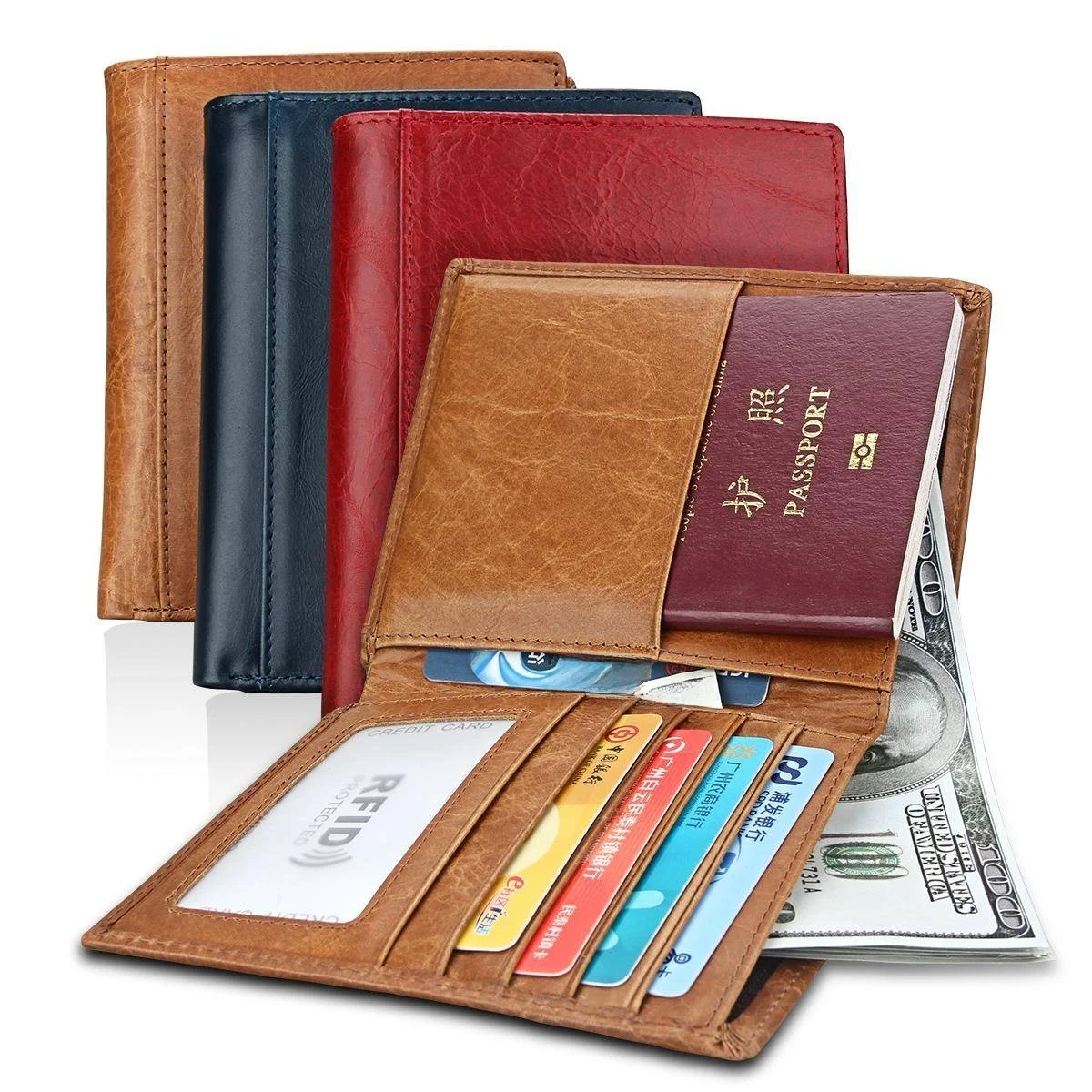 genuine-leather-rfid-passport-holder-women's-multi-function-passport-bag-card-case-leather-goods-travel-accessories