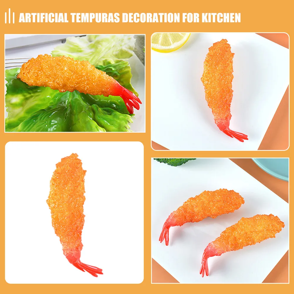 

3Pcs Tempuras Shrimp Fake Food Realistic PVC Waterproof Decoration Kitchen Photo Prop Restaurant Supermarket Display Art Prop