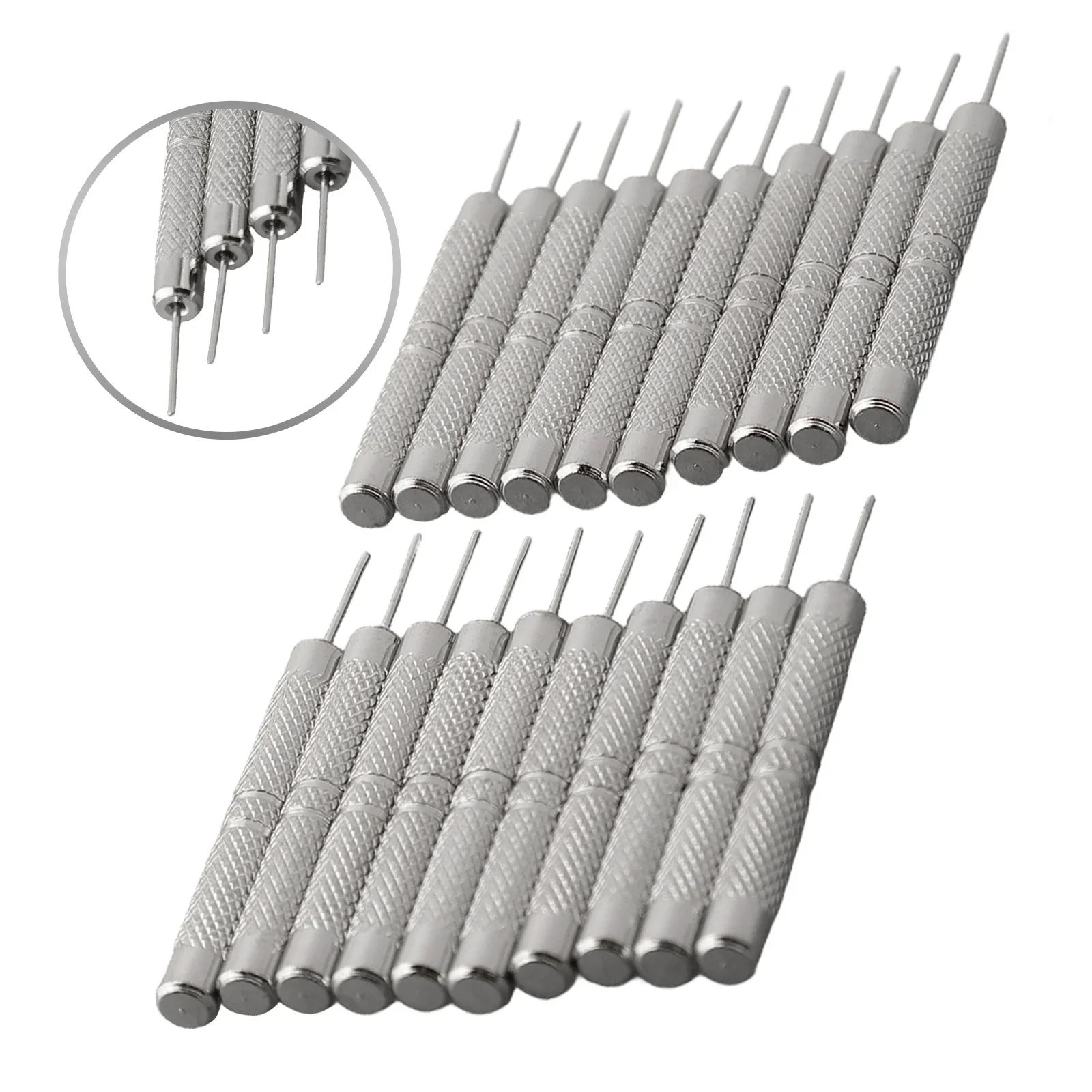 20Pcs/set 51mm Pin Punch Metal Hand Tools Pin Punch Remove Adjust Watch Parts Accessories Workshop Equipment Lightweight Silver