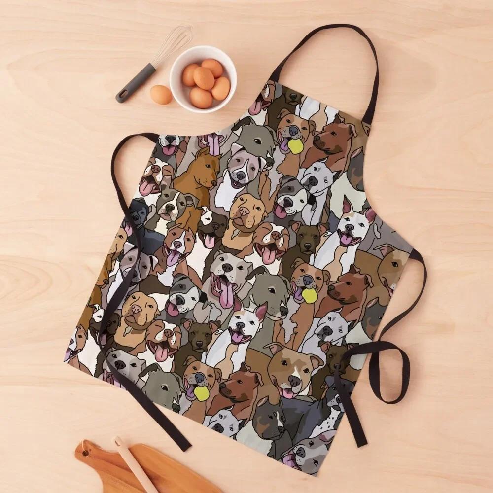 Pitbull Dog Pattern All The Mutts Apron Novelties Kitchen And Home painters kindergarten teacher esthetician Apron