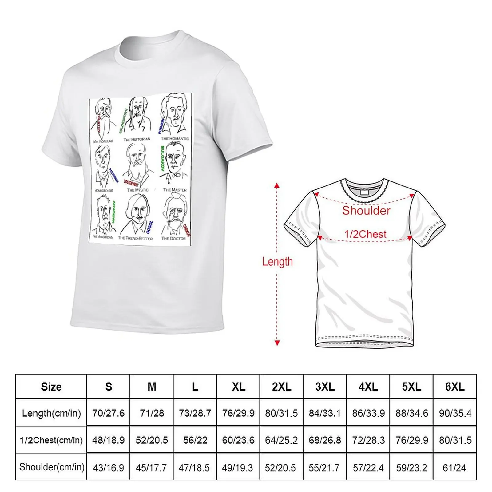 Great Russian Authors T-Shirt Plus Size Outdoor Casual Top