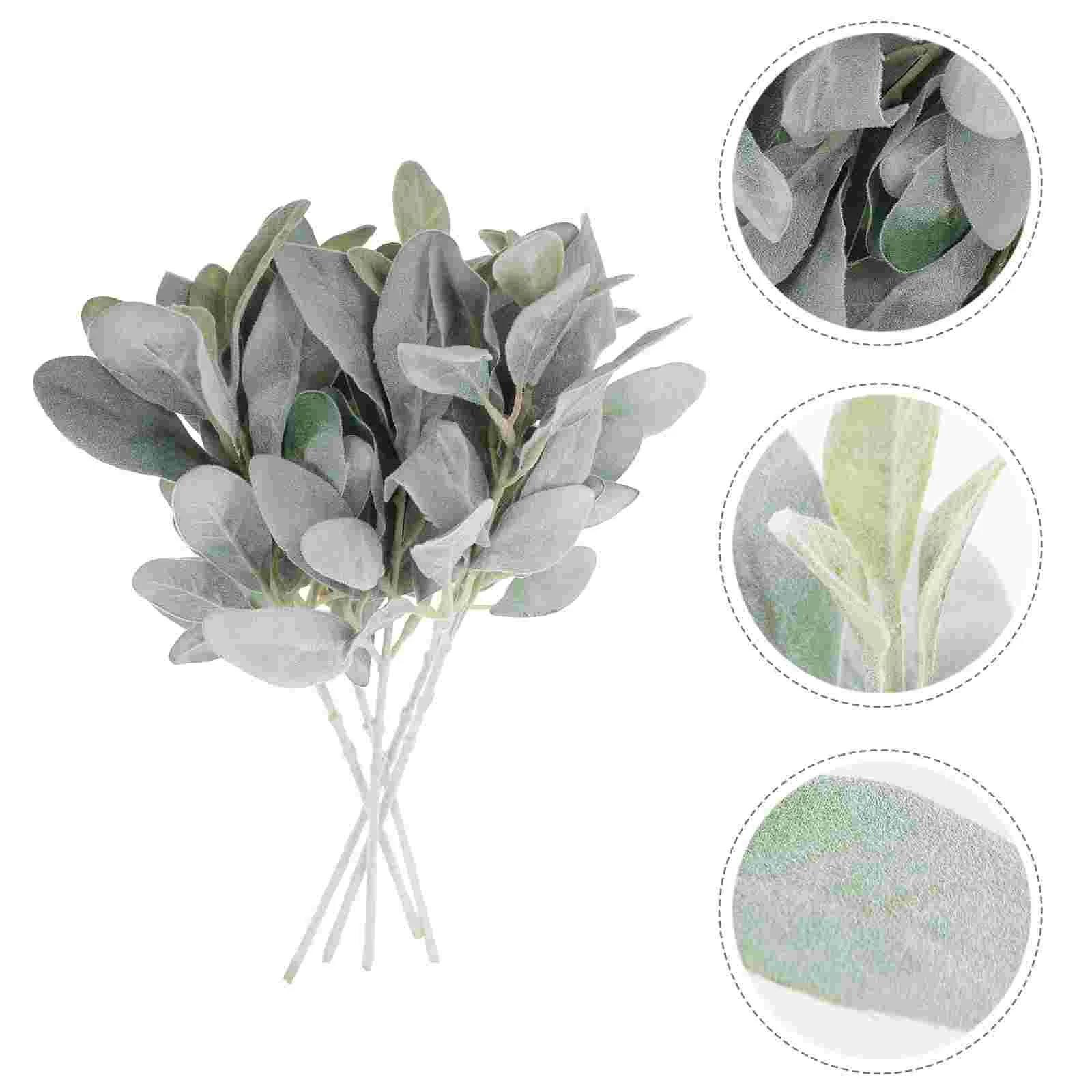 

5 Pcs Eucalyptus Imitation Sheep Ear Leaves Flower Artificial Faux Greenery Fabric Outdoors Flocking Leaf