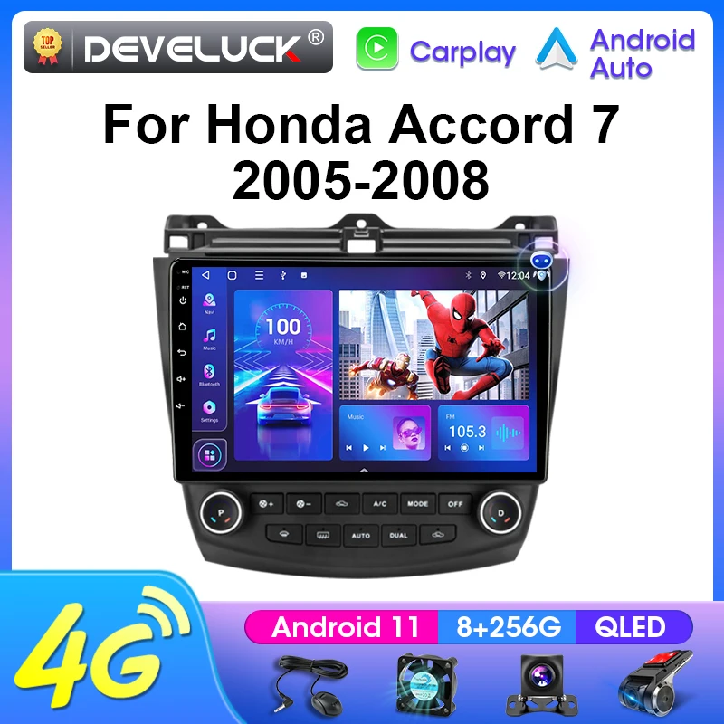 

Автомагнитола 2 Din, Android 11, мультимедийный видеоплеер для Honda Accord 7 2005-2008, стерео-навигация, GPS, 4G, автомагнитола 2 Din для Carplay