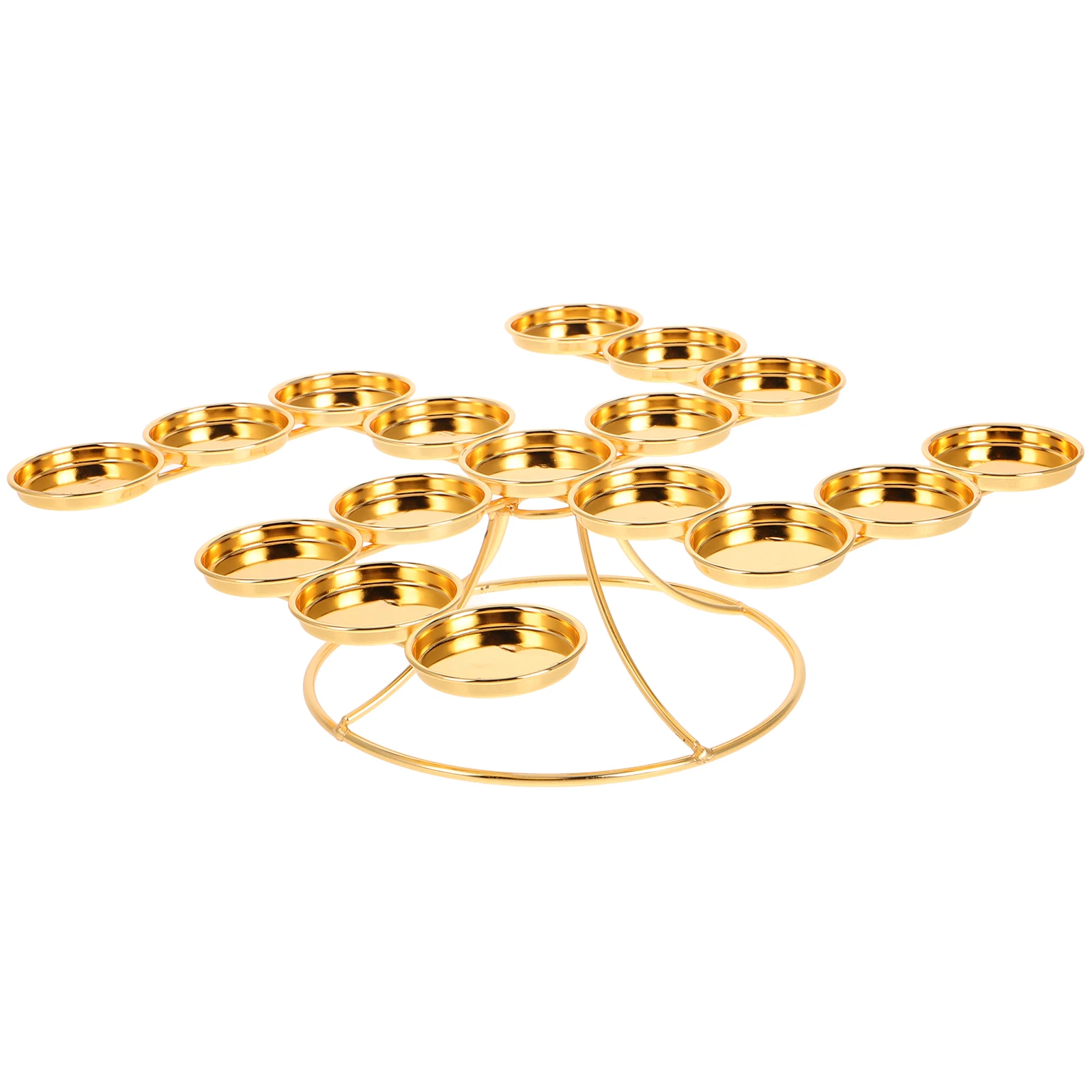 

1 set Mandala Round Plate Butter Lamp Stand Golden Candelabra Multi Holder Oil