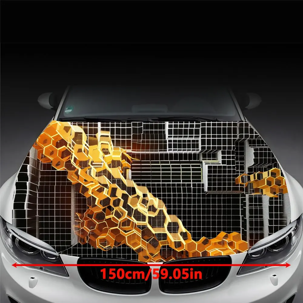 Irregular Geometric Hexagon Car Hood Wrap Color Vinyl Sticker Truck Graphic Bonnet DIY Auto Accessories Decoration Decal Gift