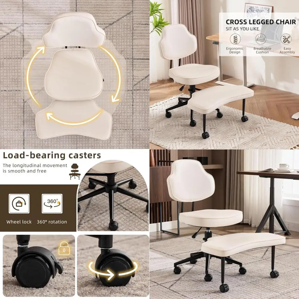 

Adjustable Height Cross-Legged Swivel Chair with Lumbar Support for Meditation, Yoga, and Home Office