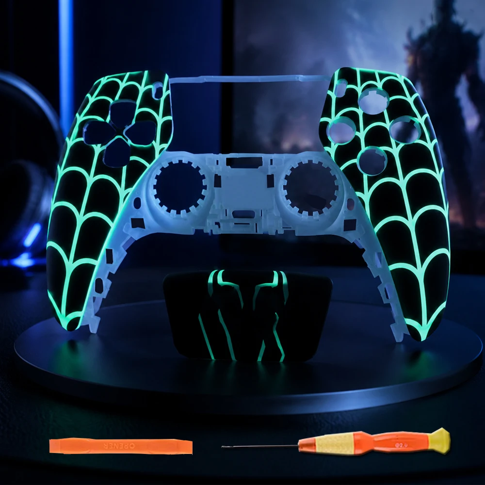 Capa Frontal Luminosa que Brilha no Escuro para Controle PS5 BDM-010/020/030/040/050 - Carcaça de Substituição Personalizada DIY