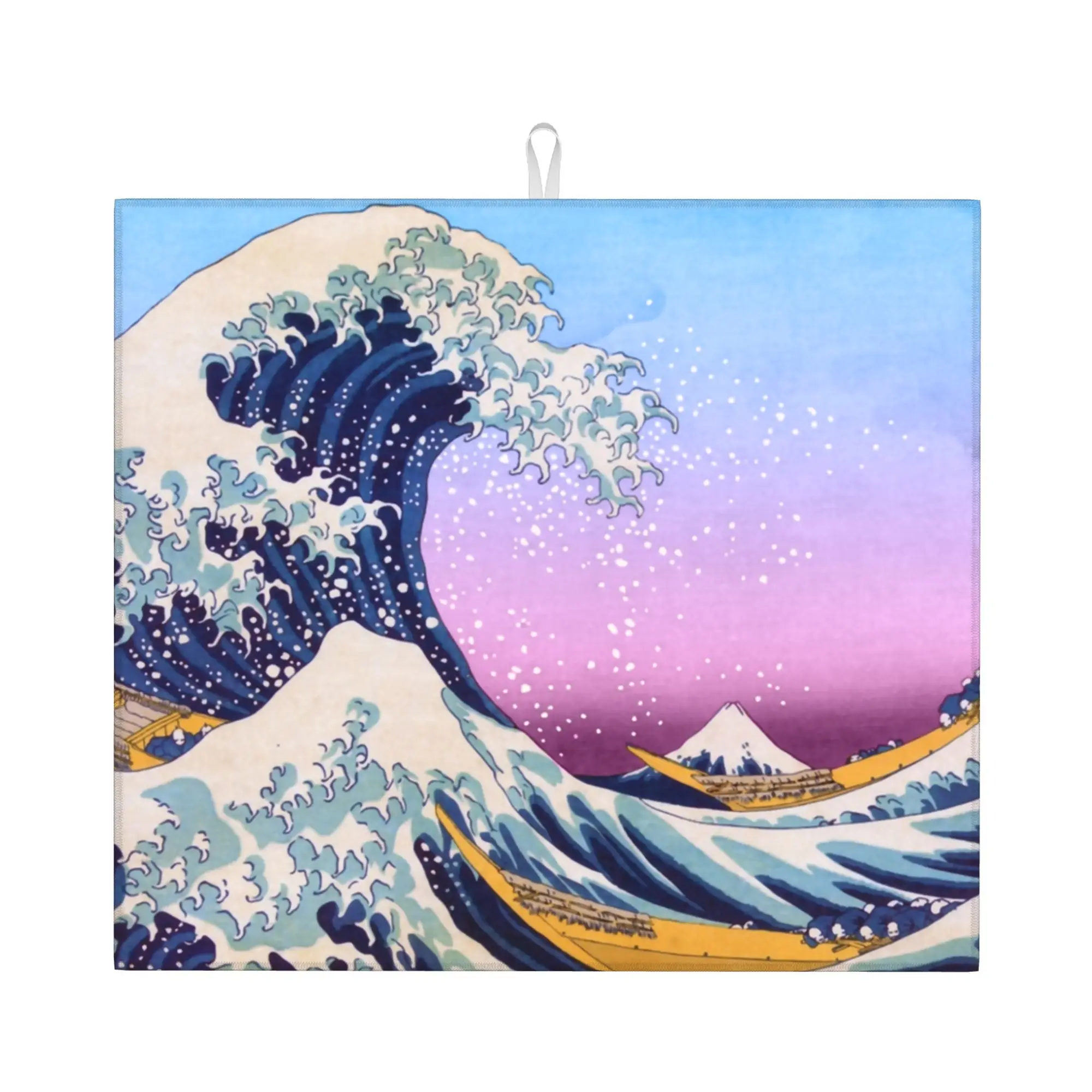 The Great Wave off Kanagawa Non Slip Kitchen Counter Protector Mat Barware Tableware Reusable  Bathroom Drying Mat For Kitchen