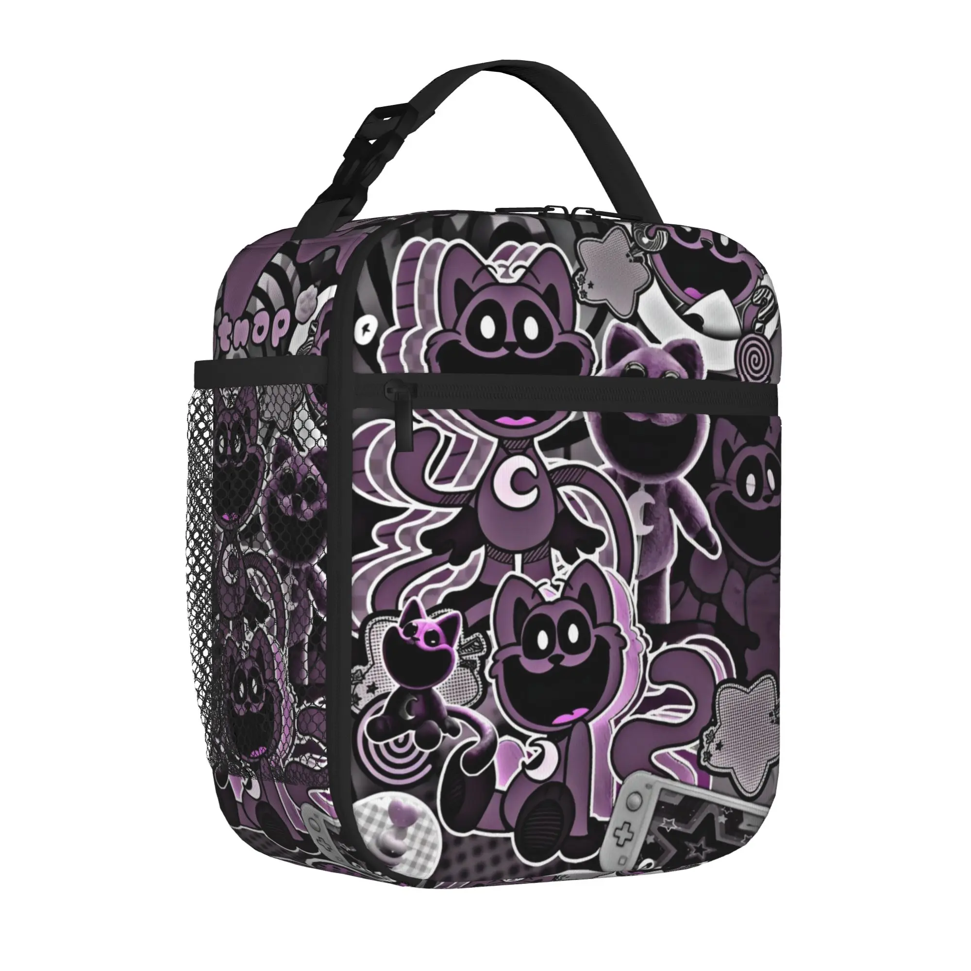Catnap Happy Insulated Lunch Tote Bag for Outdoor Cartoon Game Lightweight Thermal Cooler Large Capacity Bento Bags