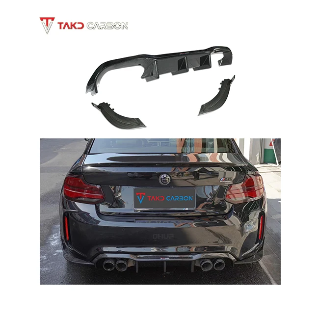 TAKD Carbon Real Car Data Development Dry Carbon Fiber Rear Bumper Lip Diffuser For BMW M2 M2C Competition F87